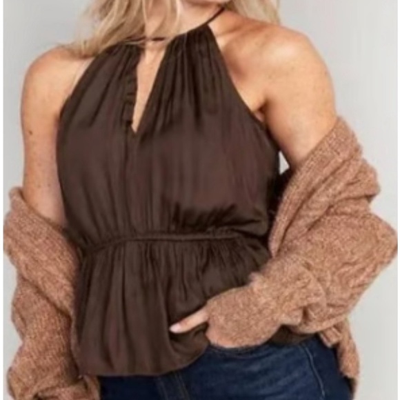 Old Navy Tops - Plus size- Satin Halter Peplum Blouse